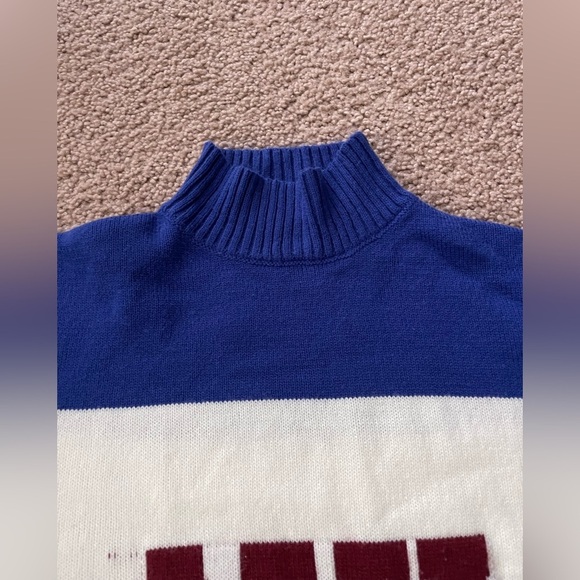 Women's SHEIN pullover crewneck NY knitted white/blue sweater - Picture 10 of 11